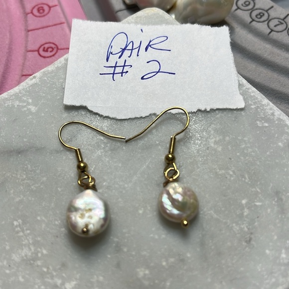 SOLD Coin Pearl Earrings - Picture 6 of 6